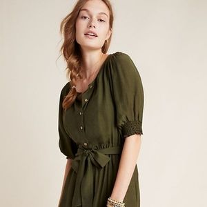 Anthropologie Nicole Puff-Sleeved Shirtdress
